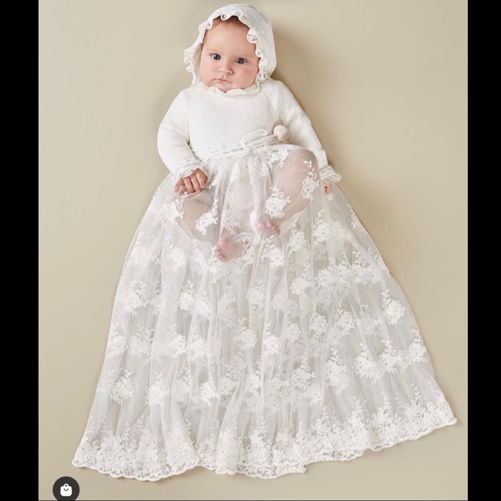 Baptism gown, bonnet & headband